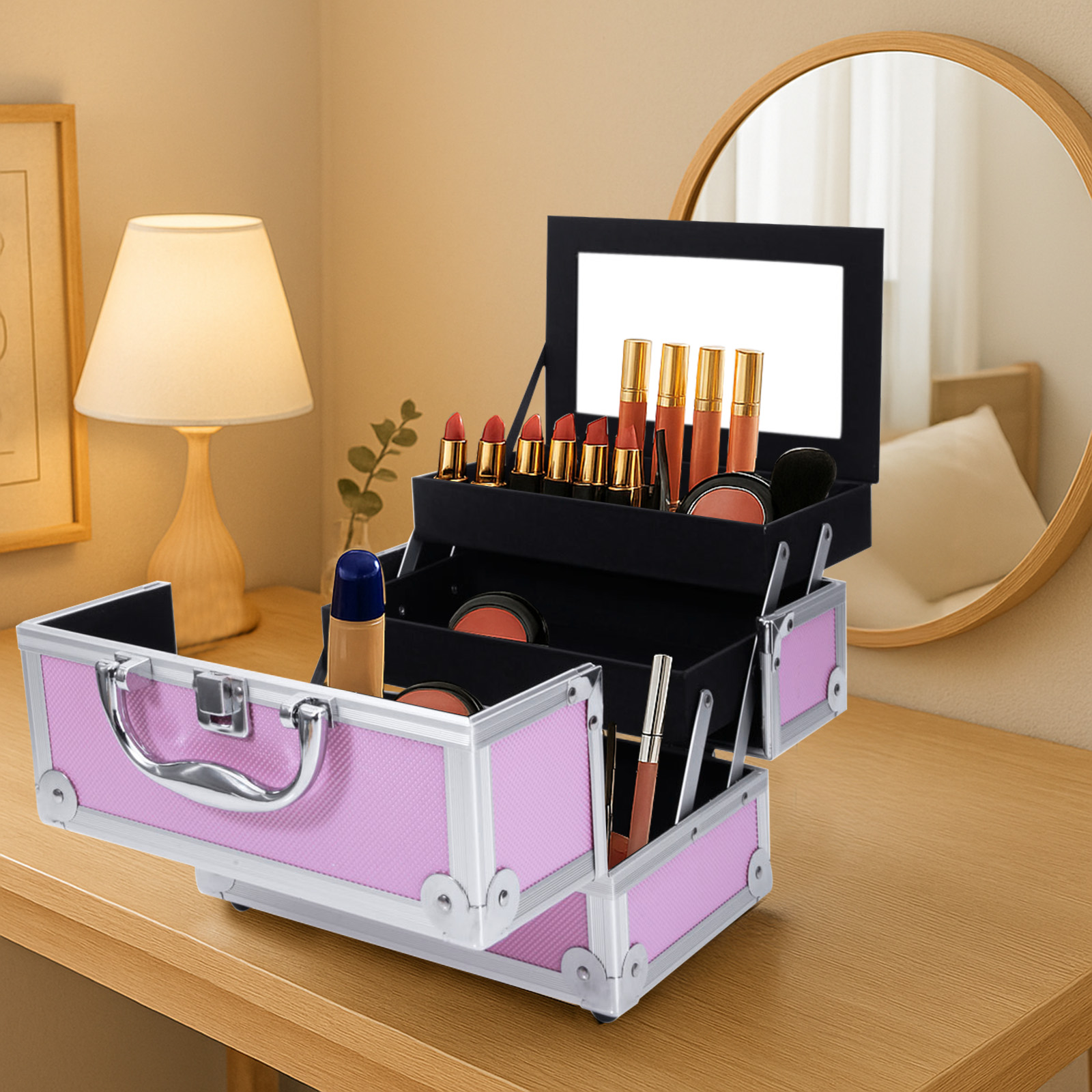 Pink Aluminum Alloy Makeup Cas - Beauty Makeup Kit recensione e prezzo