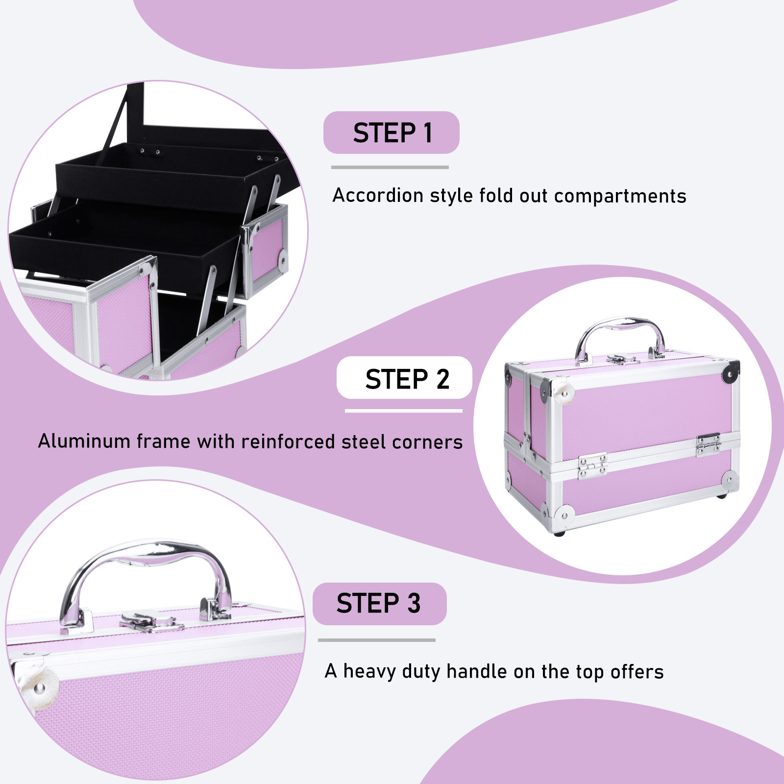 Pink Aluminum Alloy Makeup Cas - Beauty Makeup Kit recensione e prezzo