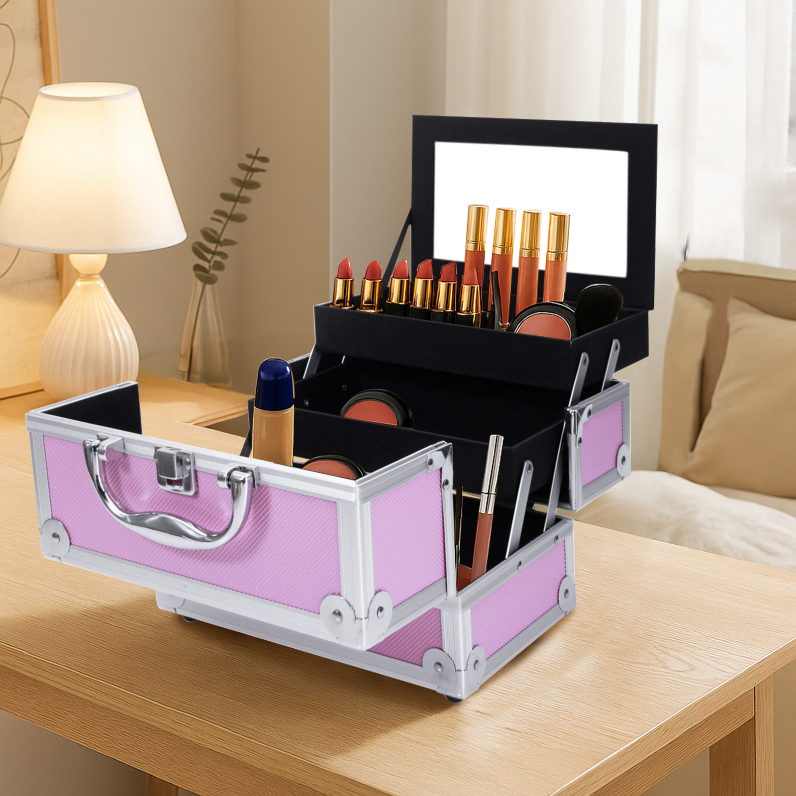 Pink Aluminum Alloy Makeup Cas - Beauty Makeup Kit recensione e prezzo