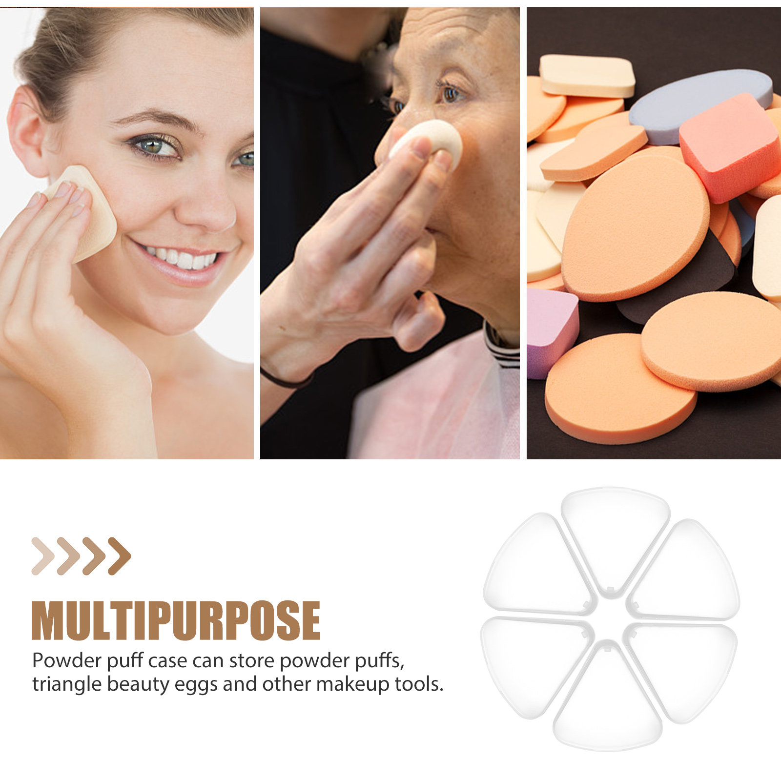 6Pcs Triangle Powder Puff Case - Makeup And Beauty recensione e prezzo